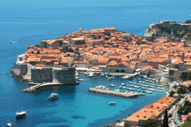 Der Hafen von Dubrovnik in Kroatien, das Flaggschiff fr Kreuzfahrten im Jahr 2017