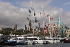 In Port Vell ausgestellte Boote fr den Salon Nautico de Barcelona