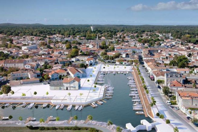 Zuknftiges schwimmendes Becken des Yachthafens Tremblade