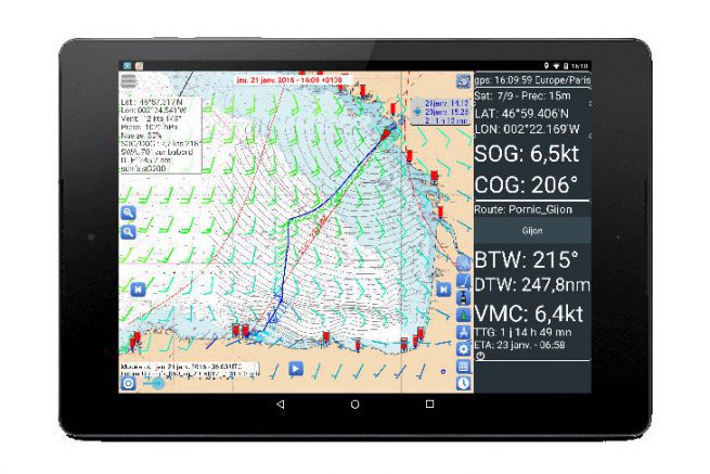 Die SailGrib Mobile Routing-Anwendung